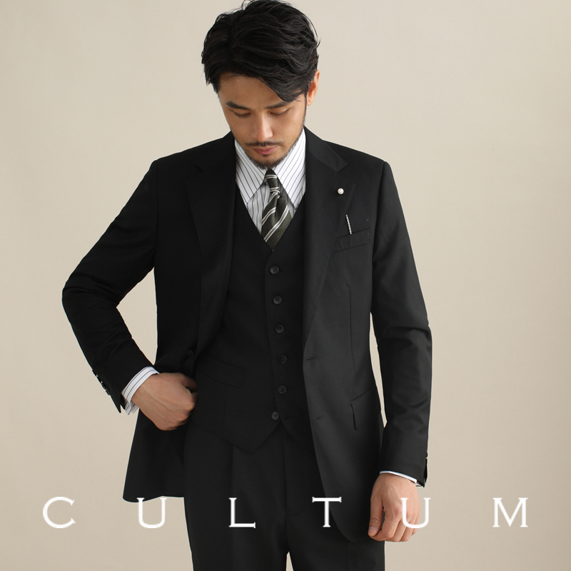 CULTUM 100支精纺羊毛双开衩商务休闲西服套装男士正装西装三件套