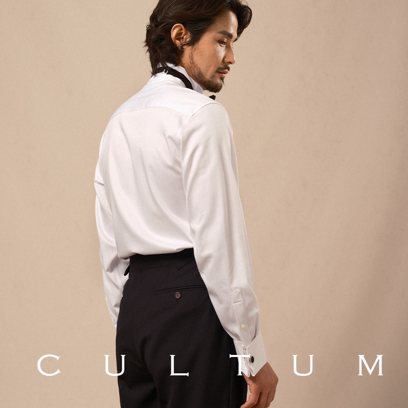 CULTUM ONE DAY法式叠袖口机翼领宴会礼服衬衫男长袖风琴褶皱衬衣