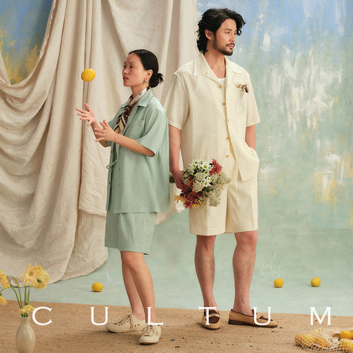 【可机洗易打理】CULTUM古巴领衬衫意式休闲风褶皱尖多色男女同款 - 图1