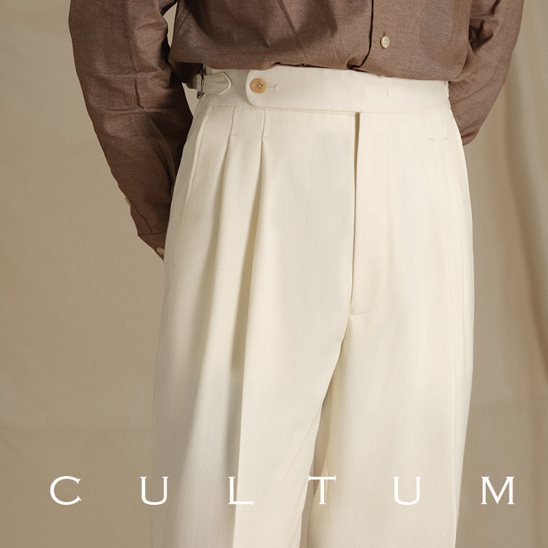 【高克重精纺澳洲羊毛】CULTUM意式那不勒斯双褶高腰西裤男休闲裤,淘宝优惠券,粉丝福利购,淘宝优惠卷