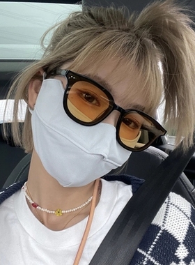 橘黄色太阳眼镜女2022夏季遮阳新款ins高级网红街拍大脸显瘦墨镜