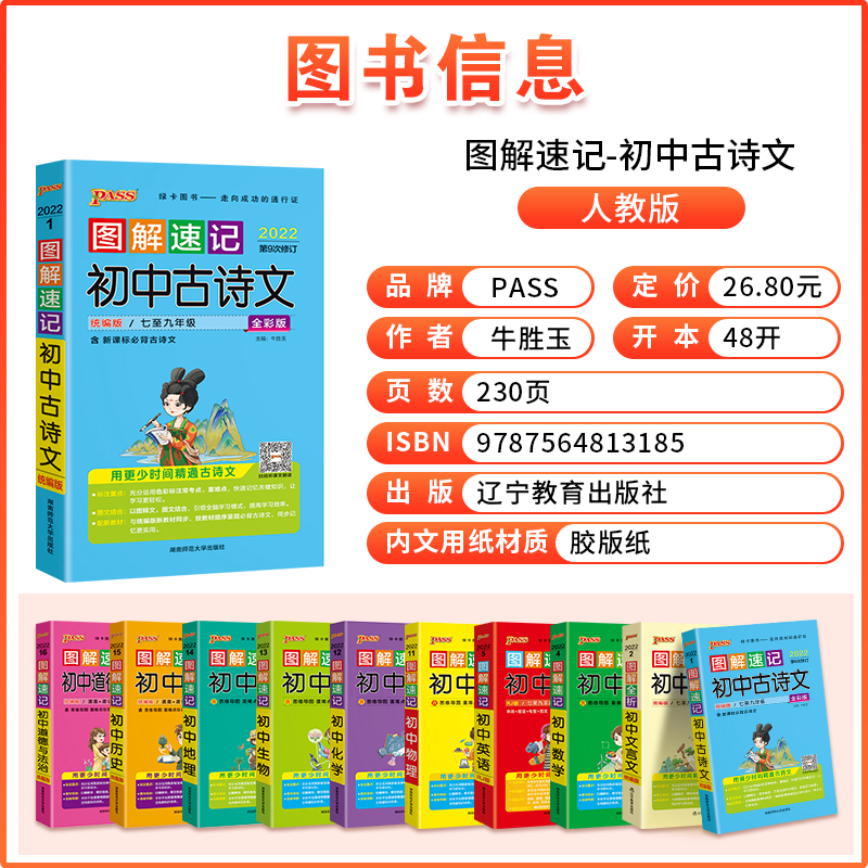 2023版图解速记初中全套10本初中文言文数学英语物理化学生物思想品德历史地理人教版初一初二初三中考复习资料口袋书pass绿卡图书-图1