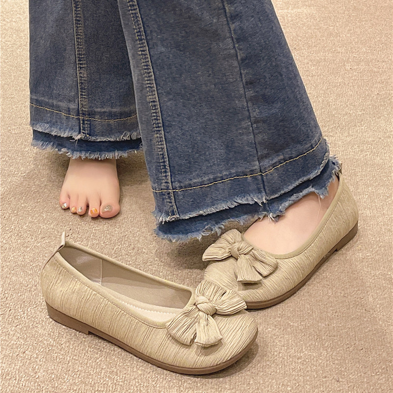 2026春秋新款韩版时尚百搭女单鞋一脚蹬豆豆鞋蝴蝶结软底防滑浅口,淘宝优惠券,粉丝福利购,淘宝优惠卷