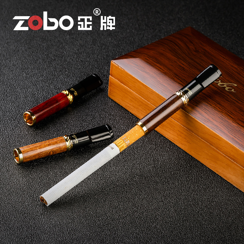 zobo正牌檀木烟嘴过滤器香烟具细支可清洗循环型粗细两用实木烟嘴 - 图2