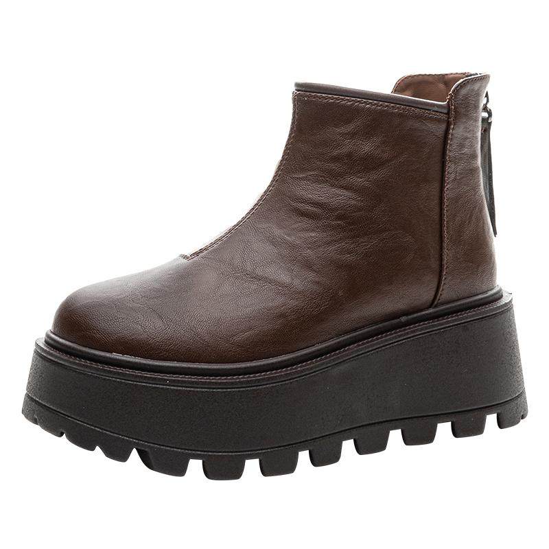 厚底短靴女2025新款秋冬加绒欧货爆款马丁英伦风小个子增高松糕鞋,淘宝优惠券,粉丝福利购,淘宝优惠卷