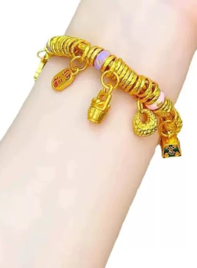 中式国风烧蓝珐琅多宝盘缠吉言称心如意小财神吉言盘缠手链钱串