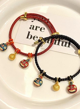 吞金兽一家三口国潮风珐琅双面烧蓝.吞金兽一家三口