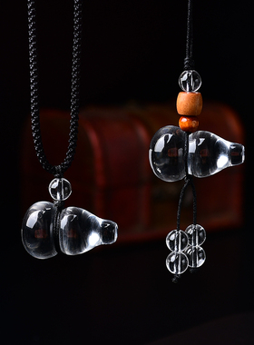 天然白水晶葫芦吊坠男女白水晶透明白色水晶钥匙扣原石手机挂件