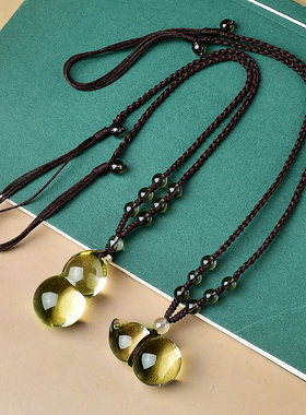 天然黄水晶小葫芦吊坠男士女款葫芦挂件2026马年吉祥物本命年饰品