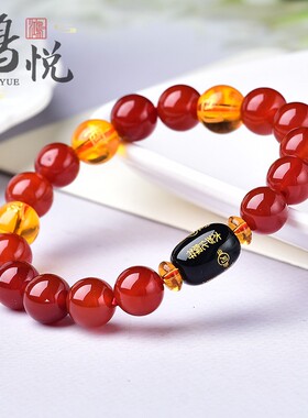 三合手链蛇鸡牛天然红玛瑙手串