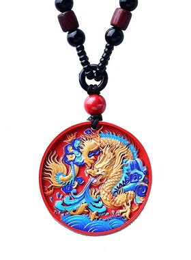 双面龙牌本命年彩绘唐卡金龙牌