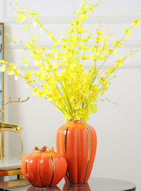 轻奢风陶瓷样板房插花软装饰摆件