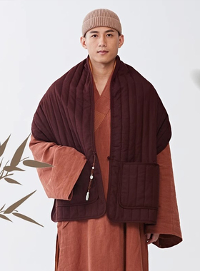 慈缘春秋季护颈打坐披肩冥想禅修棉麻加厚居士禅七保暖夹棉两色入