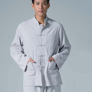 慈缘男中国风宽松棉麻唐装汉服居士中山装古装盘扣男装青年服套装