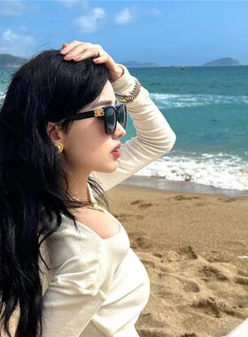 欧美黑色方框双字墨镜时尚复古