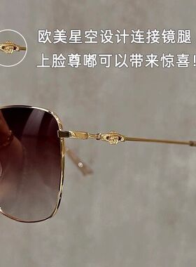 新款茶色金丝大框墨镜女时尚高级