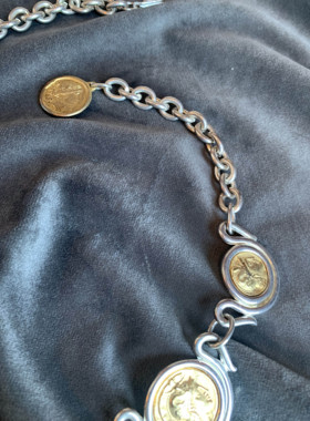 打标古币罗马金银双色金属项链