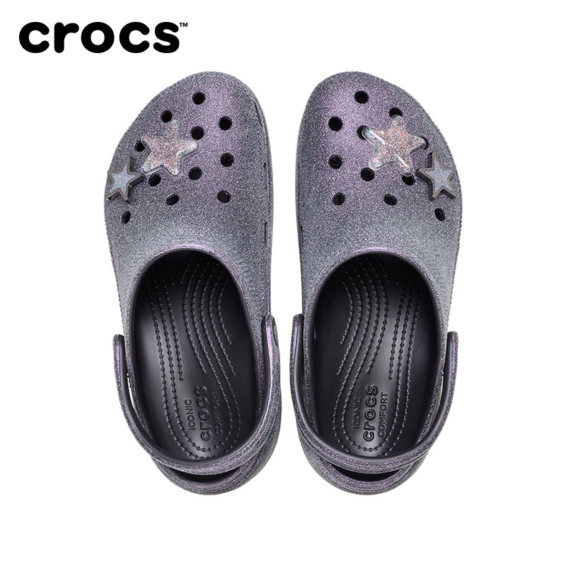 白鹿同款Crocs卡骆驰经典闪耀星饰云朵洞洞鞋厚底女花园鞋|211734 - 图1
