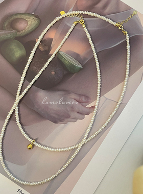 2-3mm淡水小米珠珍珠项链S925银吊坠可拆卸baby颈链锁骨链女细链