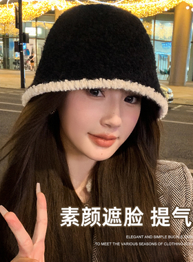 黑色帽子女款渔夫帽大头围