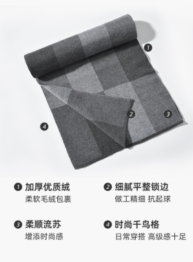 灰色围巾男生轻奢高级感格纹