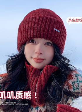 新年红色帽子女秋冬季