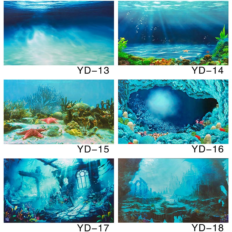 鱼缸壁纸背景纸高清贴纸外贴造景画装饰玻璃贴画3d图星空地球星球 - 图1