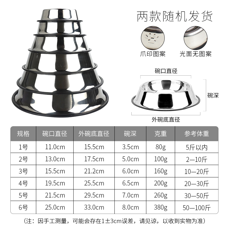 不锈钢狗狗碗 宠物碗 单狗盆 防滑宠物食具餐具 猫狗饭碗金毛食盆 - 图1