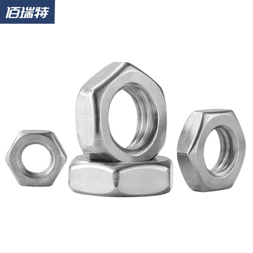304不锈钢六角薄螺母316螺帽大全细牙幼牙扁螺丝帽M3M4M5M6M8-M30 - 图1