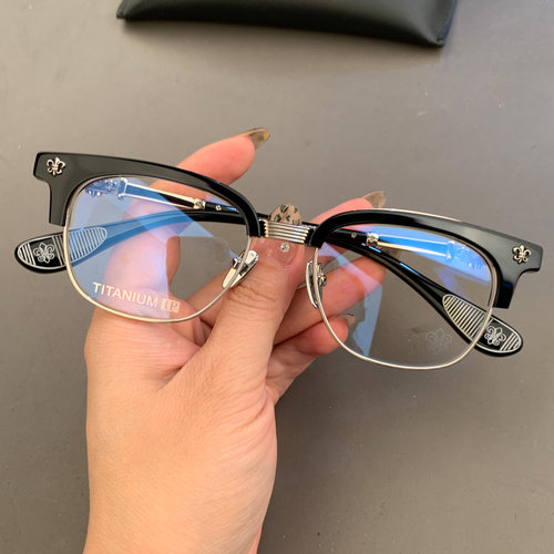 新品眉毛架眼镜框架关晓彤同款纯钛银饰超轻近视平光个性男女同款 - 图1