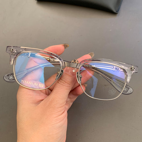 新品眉毛架眼镜框架关晓彤同款纯钛银饰超轻近视平光个性男女同款 - 图3