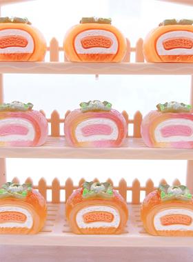 树脂配件仿真水果柿子 发饰发绳冰箱贴卡通饰品手工diy食玩