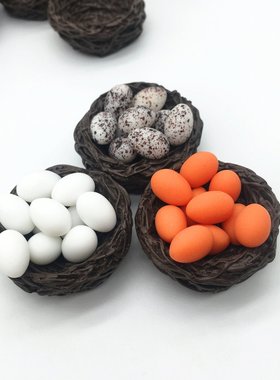 Dollhouse娃娃屋 迷你鸟巢鸟窝模型蛋 微景观摆件拍摄造景材料