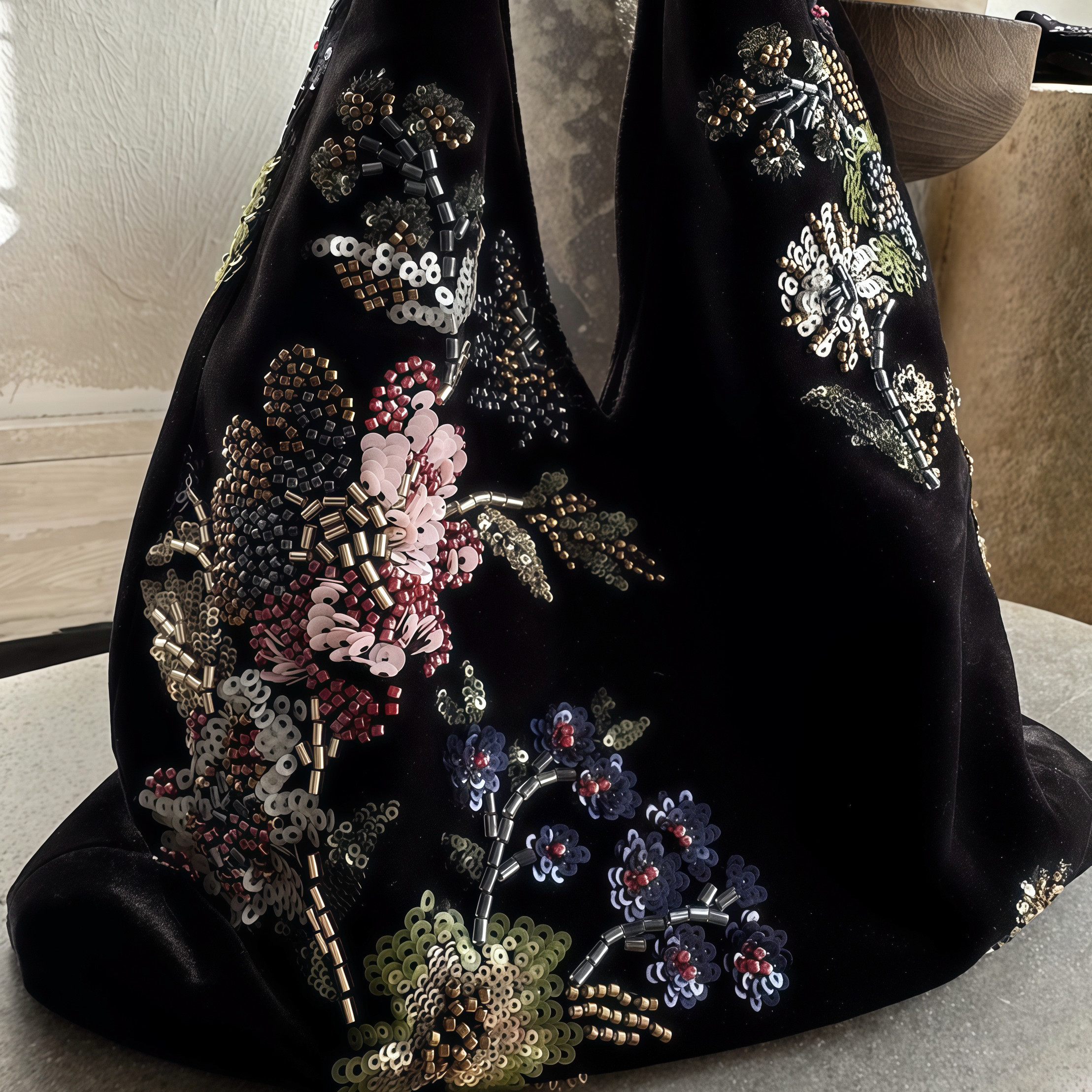 新中式亮片丝绒手提包女士2025年秋冬新款复古钉珠刺绣百搭手拎包,淘宝优惠券,粉丝福利购,淘宝优惠卷