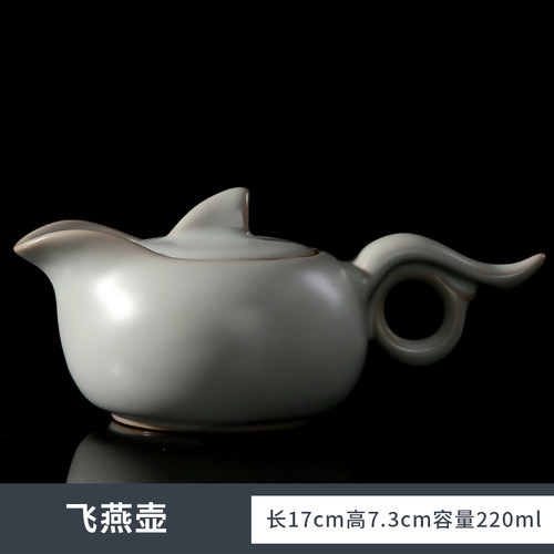 汝窑茶壶台湾冠杰内开片汝瓷功夫茶具开片可养功夫茶器单壶包邮 - 图0