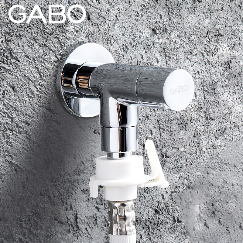 观博 铜镀铬洗衣机龙头4分口全自动洗衣机水龙头单冷角阀龙头5035