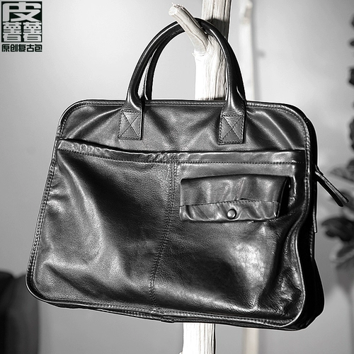 Кожаный портативный ноутбук, сумка через плечо, воловья кожа, из натуральной кожи, бизнес-версия