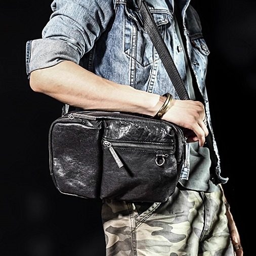 简约潮流单肩包男士真皮斜挎包胸包多袋机车小背包休闲通勤邮差包,淘宝优惠券,粉丝福利购,淘宝优惠卷