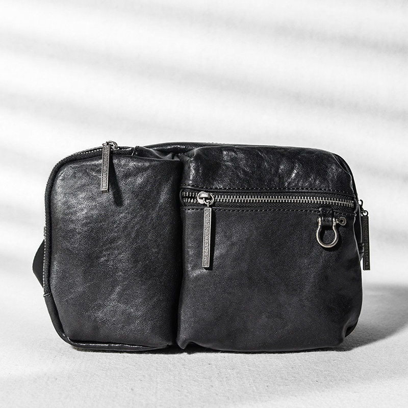 简约潮流单肩包男士真皮斜挎包胸包多袋机车小背包休闲通勤邮差包,淘宝优惠券,粉丝福利购,淘宝优惠卷