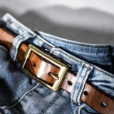 Оригинальный ретро медный кожаный универсальный ремень ручной работы, простой и элегантный дизайн