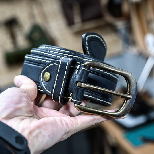 真皮复古皮带青年手工擦染纯牛皮黄铜休闲牛仔工装机车男腰带皮带