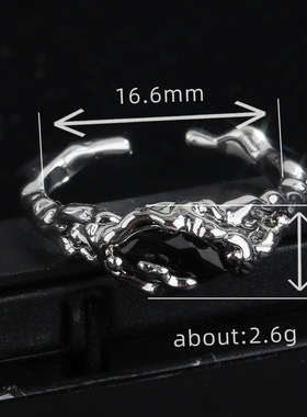 暗黑风荆棘戒指男潮个性创意感不规则肌理食指戒时尚百搭开口指环