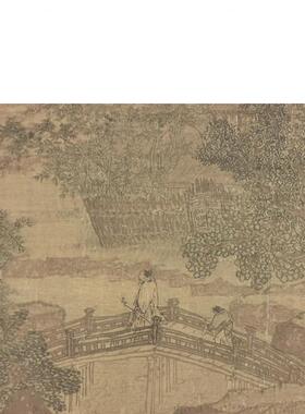 名画复制品北宋郭熙待渡图设色山水画国画艺术微喷临摹装饰画
