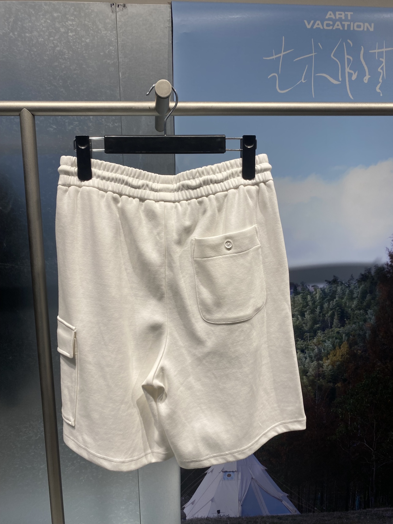 商场同款GXG男装裤子2022夏季新品白色针织直筒短裤男GD1220489D
