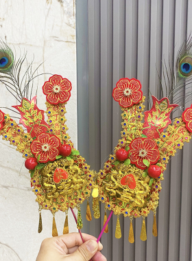 拜神金花供佛神花潮汕拜老爷插香炉地主纸板塑料金花敬佛供奉金花