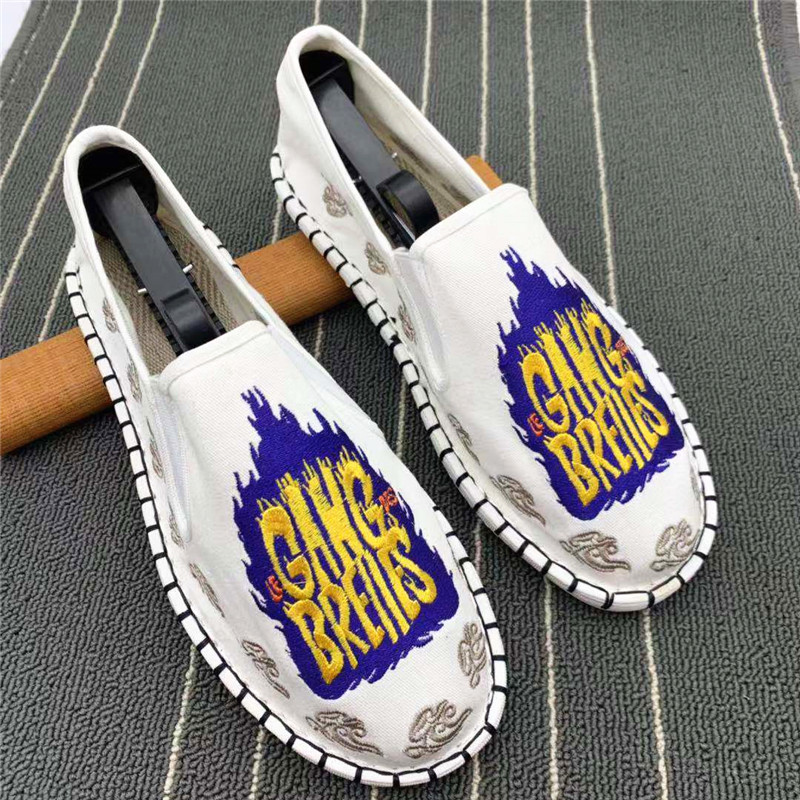 街触点旗舰店白色布鞋手工西山布鞋刺绣色鬼精神小伙红人同款社会鞋潮流懒人鞋1