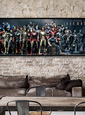 Iron Man 钢铁侠电影海报装饰画 漫威复仇者联盟酒店男生卧室挂画