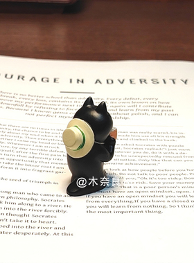 日式可爱黑猫相机桌面摆件治愈系树脂装饰品生日礼物小猫玩偶