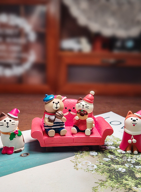 日式猫咪圣诞节可爱卡通树脂摆件圣诞礼物桌面装饰迷你摆件圣诞树