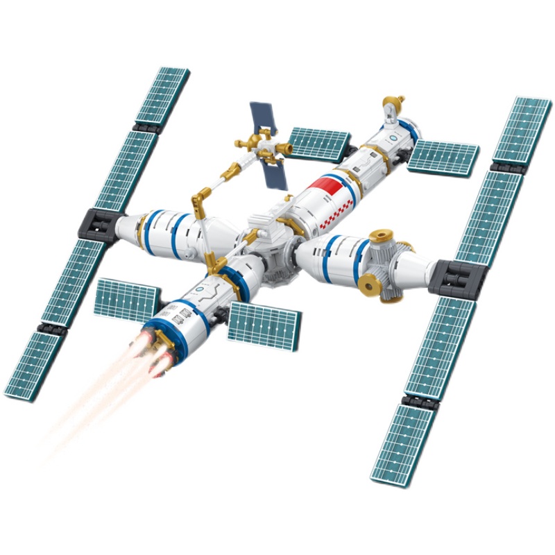 中国积木国际空间站天宫一号神州13号火箭模型飞船拼装玩具男孩子-图3